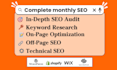 complete monthly SEO on wordpress, shopify, wix, squarespace