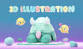 create cute 3d illustration in clay style render
