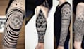 create sleeve tattoo design in geometric style