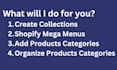 create collections, add categories, mega menus and organize categories