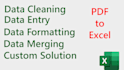clean, format, merge, split excel data, pdf to excel