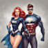 sketch an excellent couple superhero character