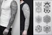 create sleeve tattoo design in geometric style