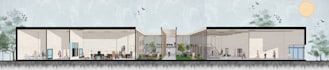 do 2d architectural section, perspective render by photoshop