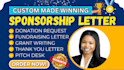 write and design sponsorship proposal donation  fundraising, sponsorship letter
