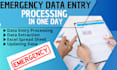 do emergency  data entry processing in one day