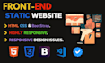 build responsive static website with HTML, CSS, js