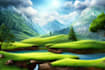 create flat landscape illustration of nature