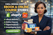 design shopify ebook website online course digital products dropshipping store