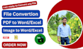 convert image, hand written, PDF to excel, word