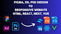convert figma to HTML, PSD to react, tailwind css