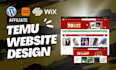 design temu affiliate landing page, temu affiliate website, affiliate website