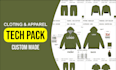 create fashion apparel clothing tech pack and mockups