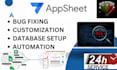 address any bugs and implement automation in your appsheet application