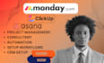 setup custom monday CRM project management, monday automation and clickup