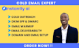 do cold email outreach email warmup on instantly ai