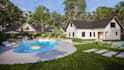 design garden, pool, patio, yard, terrace, and  landscape 3d model and render