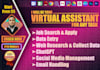 virtual assistant for data entry, job apply, web research, social media, chatgpt