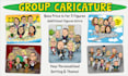 draw a group caricature with custom background