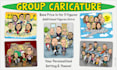 draw a group caricature with custom background