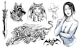 draw dark art, skull, horror, line art for tattoo design