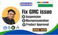 solve fix gmc  issue and fix gmc misrepresentation or disapproved product feed