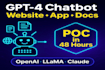 build a gpt 4 , chatgpt ai chatbot for your website, app and docs