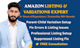 fix amazon product variation issues, flat file expert, catalog specialist