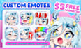 custom twitch emotes, animated emotes, cute emotes, chibi emotes, vtuber, gif