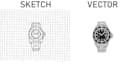 do full detailed vector illustration of your watch
