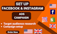 set up facebook ads instagram ads meta ads, marketing expert