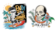 create hand drawn custom skull summer skeleton  beach logo