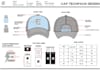 design a hat and cap with tech pack with mockup design