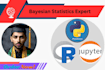 do data analysis and bayesian statistics by using jupyter notebook, python and r