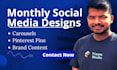 design monthly content visuals for instagram linkedin carousel and pinterest pin