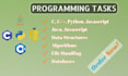 do c, cpp, java, python and javascript programming tasks and projects