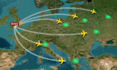 do a travel route on map and map animation
