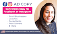 write conversion ad copy for facebook or instagram
