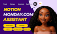 be your creative VA for notion monday com systems automation workflow support