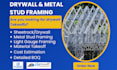 do drywall, metal stud framing material takeoff and cost estimation