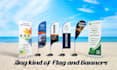 do unique feather flag, roll up banner design