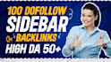 provide you 100 sidebar dofollow seo backlinks on high da 50
