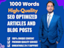 do unique 1000 word high quality article, blog, SEO web content in 24hours