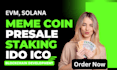 build meme coin presale staking launchpad dapp, token website for evm solana