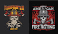 make retro, fireman, skull, firefighter and vector logo