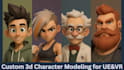 create stylized 3d characters, textured, game, rig, animation, in blender