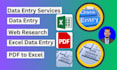 do data entry web research job as your instruction