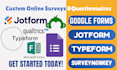 craft professional online survey, questionnaire, assessment quiz or forms