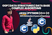 do oop in java, data structures, database in java python cpp