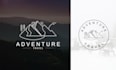 do minimalist line art text or badge logo design